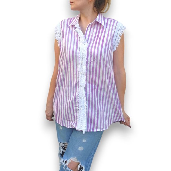 KOCH Gabriel Top Lavender Stripe - Picture 1 of 10